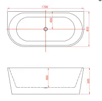 Back to Wall Double ended Acrylic Bath 1700 x 800mm