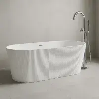 Matt White Fluted Freestanding Bath 1600mm