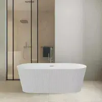 Matt White Fluted Freestanding Bath 1600mm