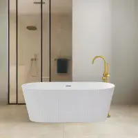 Matt White Fluted Freestanding Bath 1600mm