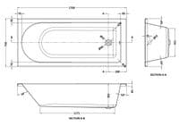 NUIE Barmby 1700mm x 750mm Round Single Ended Bath