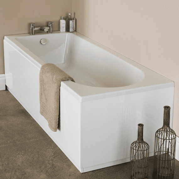NUIE Barmby 1700mm x 750mm Round Single Ended Bath