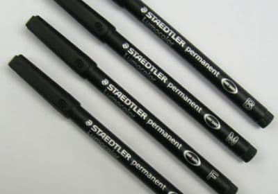Black Staedtler Lumocolor Permanent Markers for artwork