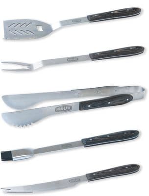 5-Piece Heavy-Duty Wood Handle BBQ Tool Set