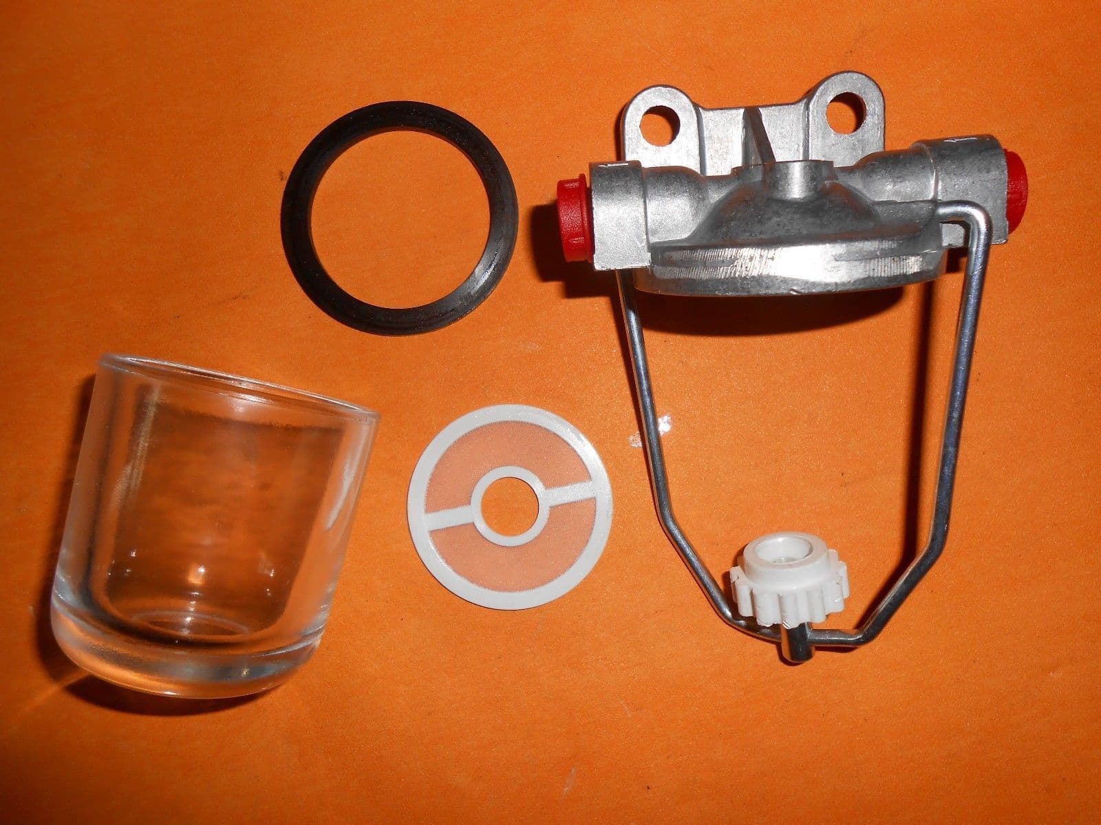 CLASSIC CAR AC DELCO TYPE GLASS BOWL FUEL FILTER 1/4" pipe fixing kit