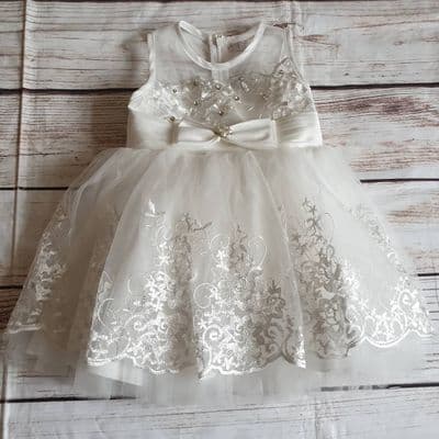 Baby Girls Occasion Bridesmaid Cream Flower Girl Christening Dress - 12-18 Months