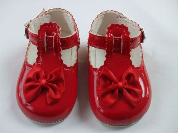 Baby Girls Toddler Soft Sole Red Baypods Pram Shoe