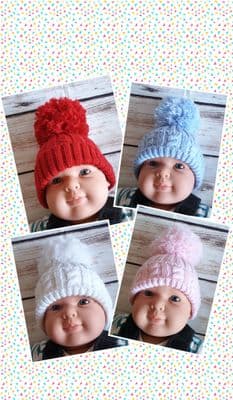 Baby Infant Bobble Pom Pom Winter Hats Various Colours