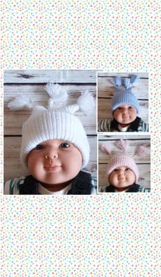 Baby Infant Three Point Knitted Winter Hat - Various Colours