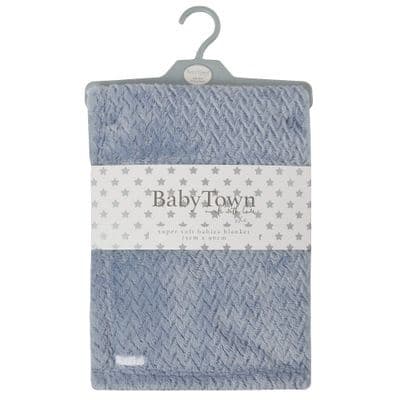 Baby Town Dusky Blue Textured Plush Baby Blanket