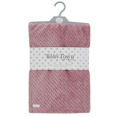Baby Town Dusky Pink Textured Plush Baby Blanket