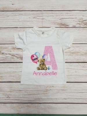 Birthday Bear Tshirt, Age T-Shirt, Personalised Slogan Tshirt, I am One Two Three