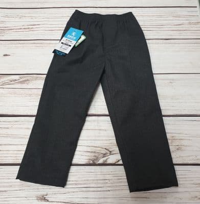 Boys Full Elastic Pull Up Grey School Trousers BT 3046