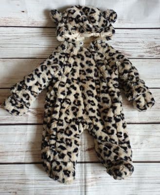 Brown Leopard Print Baby Infant Toddler Snowsuit Outdoor Wear