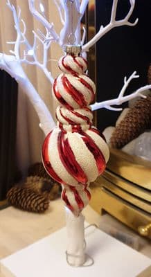Candy Stripe Glass Christmas Finial Tree Decoration