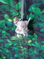 Cute Resin Birds in Hats sitting on a Iridescent Christmas Bauble Tree Decoration