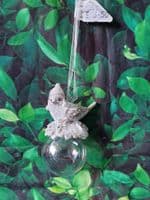 Cute Resin Birds in Hats sitting on a Iridescent Christmas Bauble Tree Decoration