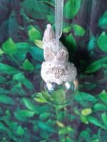 Cute Resin Birds in Hats sitting on a Iridescent Christmas Bauble Tree Decoration
