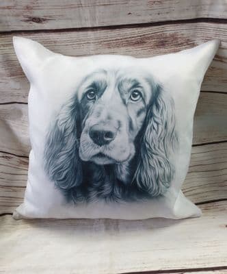 Cute Sketchy Spaniel Cushion, Dog Cushion, Spaniel Pillow, Gift For Her, Gift for Him, Christmas Pre