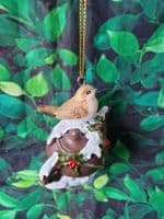 Festive Birds on Tea Pots Christmas Tree Decoration Gifts