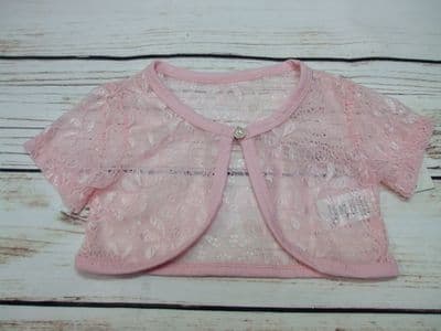 Flower Girls Pink Lace Short Sleeve Bolero Top Jacket