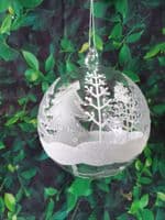 Frosted Christmas Trees Hanging Glass Bauble