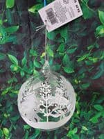 Frosted Christmas Trees Hanging Glass Bauble