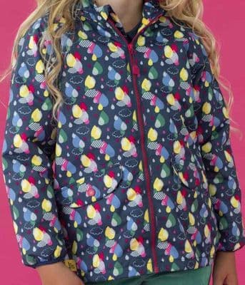 Girls Amelia Raindrop Print Raincoat Little Lighthouse