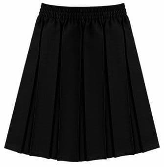 Girls Black Box Pleat School Uniform Elasticated Waistband Skirt King John Schools
