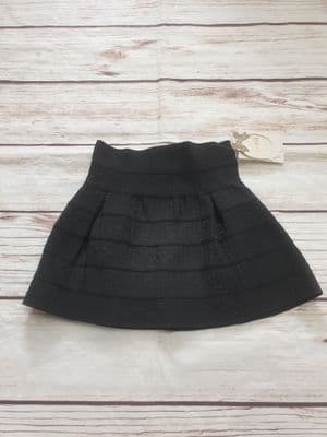 Girls Black Patterned Stretchy Skirt