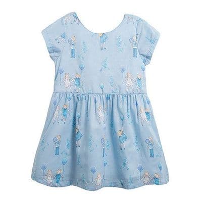 Girls Blue Balloon Print Summer Dress - Designer Newness