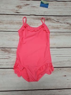 Girls Bright Pink Swimming Costume Beach Wear 3-4 Years