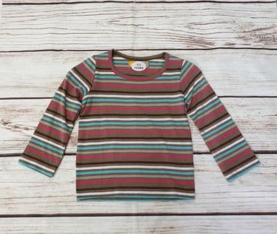 Girls Brown Stripe Long Sleeve Top Tshirt