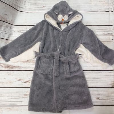 Girls Fluffy Grey Owl Dressing Gown Sleepwear Nightwear Was £16.99  Now £14.99