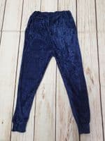 Girls Navy Blue Crushed Velvet Loung Set Outfit