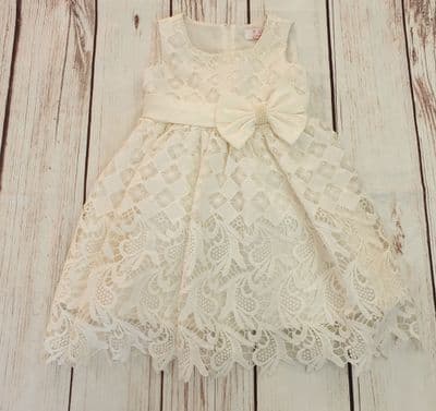 Girls Off-white Lace Bridesmaid Occasion Formal Party Dress Outfit
