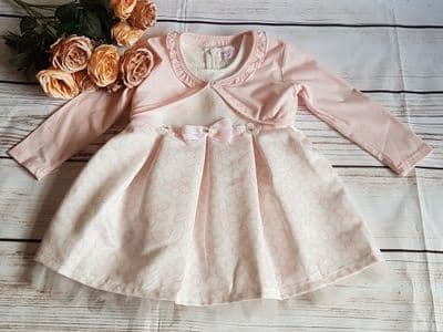 Girls Pink Floral Summer Dress & Bolero Set