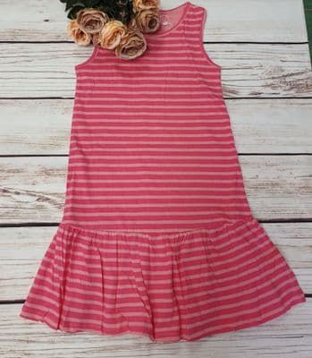 Girls Pink Stripe Summer Dress by Minoti