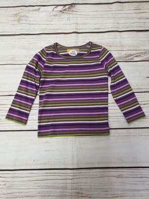 Girls Purple Stripe Long Sleeve Top Tshirt