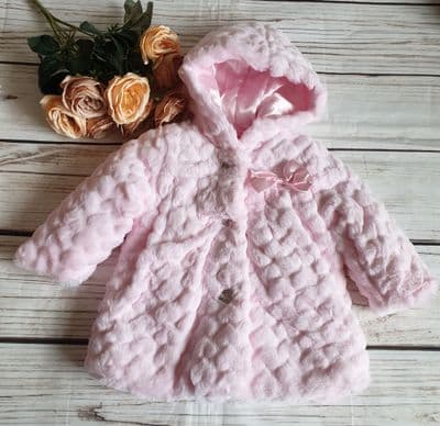 Girls Soft Pink Faux Fur Winter Coat / Jacket