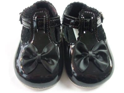 Girls Soft Sole Black Baypods Pram Shoe