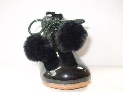Girls Spanish Style Black Patent Glitter Boot