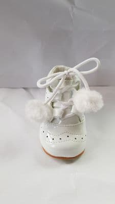 Girls Spanish Style White Pom Pom Boot