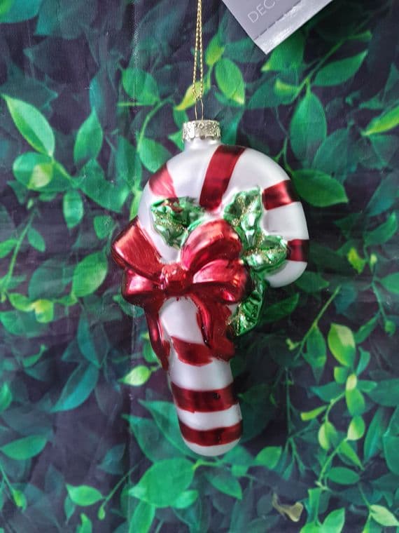 Glass Candy Cane Christmas Tree Decoration Ornament