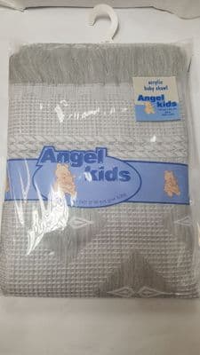 Grey Diamond Pattern Baby Shawl / Blanket