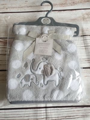 Grey Elephant Baby Soft Wrap Blanket