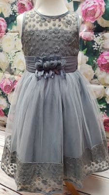Grey Occasion Bridesmaid Flower Girl Dress