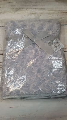 Grey Rosebud Infant Baby Fleece Wrap Blanket with Satin Trim