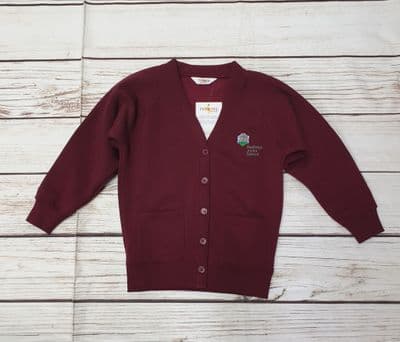 Hadleigh Junior School Uniform Girls Maroon Logo Cardigan Sweatshirt