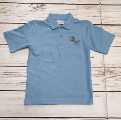 Hadleigh Junior Shool Uniform PE Logo Polo T-Shirt Top Sky Blue